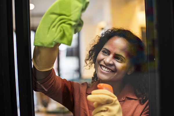 Salário Mínimo 2019 Mulher limpando vidro com um pano